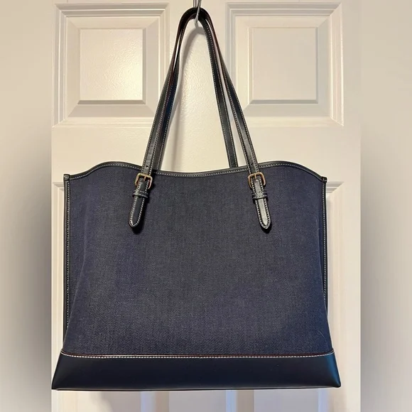 Coach denim and leather large tote bag EUC - Picture 4 of 16
